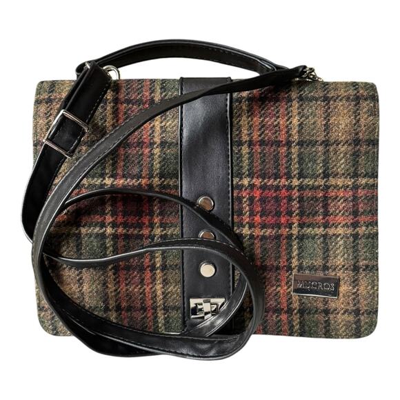 MUCROSS WEAVERS Irish Tweed Wool green & red Fiona Top Handle Crossbody - Picture 15 of 16